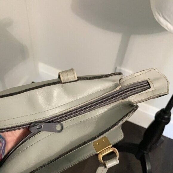 VINTAGE Grey All Leather Classic Shoulder Purse​​​​​ - Picture 8 of 14